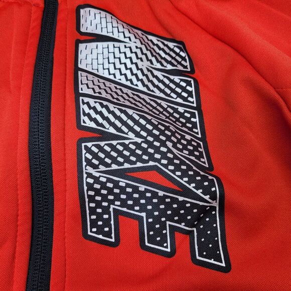 NIKE Kids Jacket Dri-Fit Long Sleeves Full-Zip Hooded Red Size 4/XS Pre-Own - Picture 4 of 11